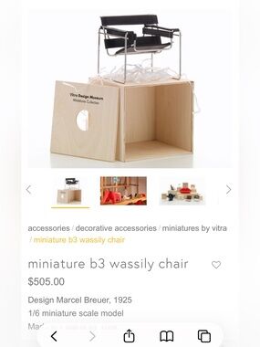 Vitra Miniature B3 Wassily Chair in Black with Chrome Frame